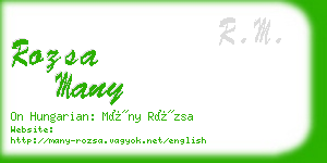 rozsa many business card